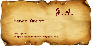 Hencz Andor névjegykártya