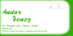 andor hencz business card